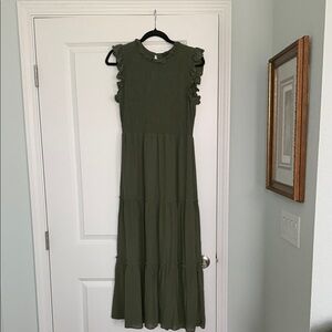 Saks Fifth Avenue Olive Tiered Maxi Dress